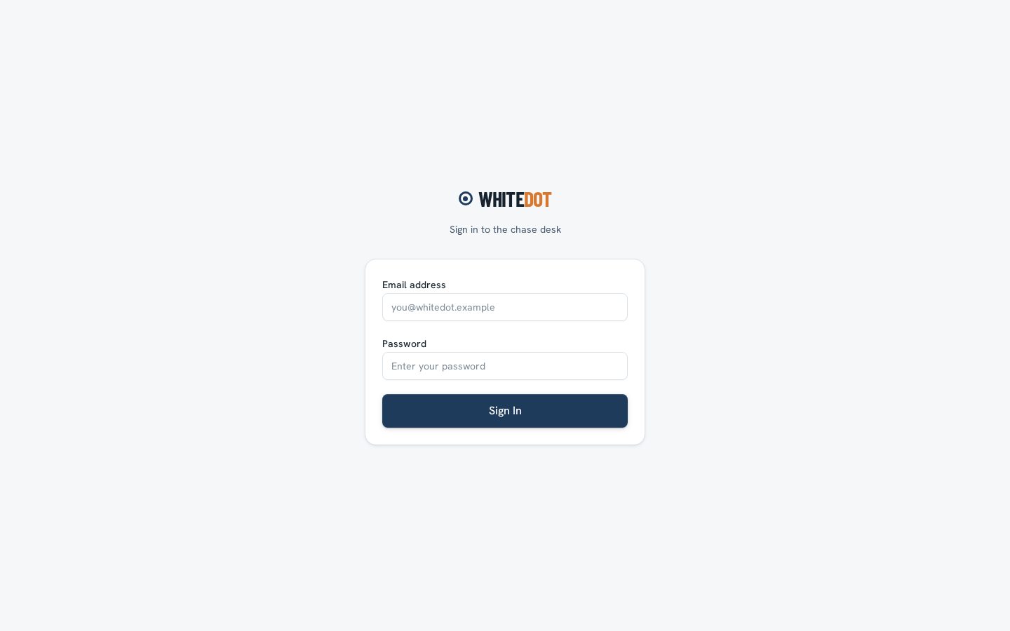 Whitedot CRM login screen